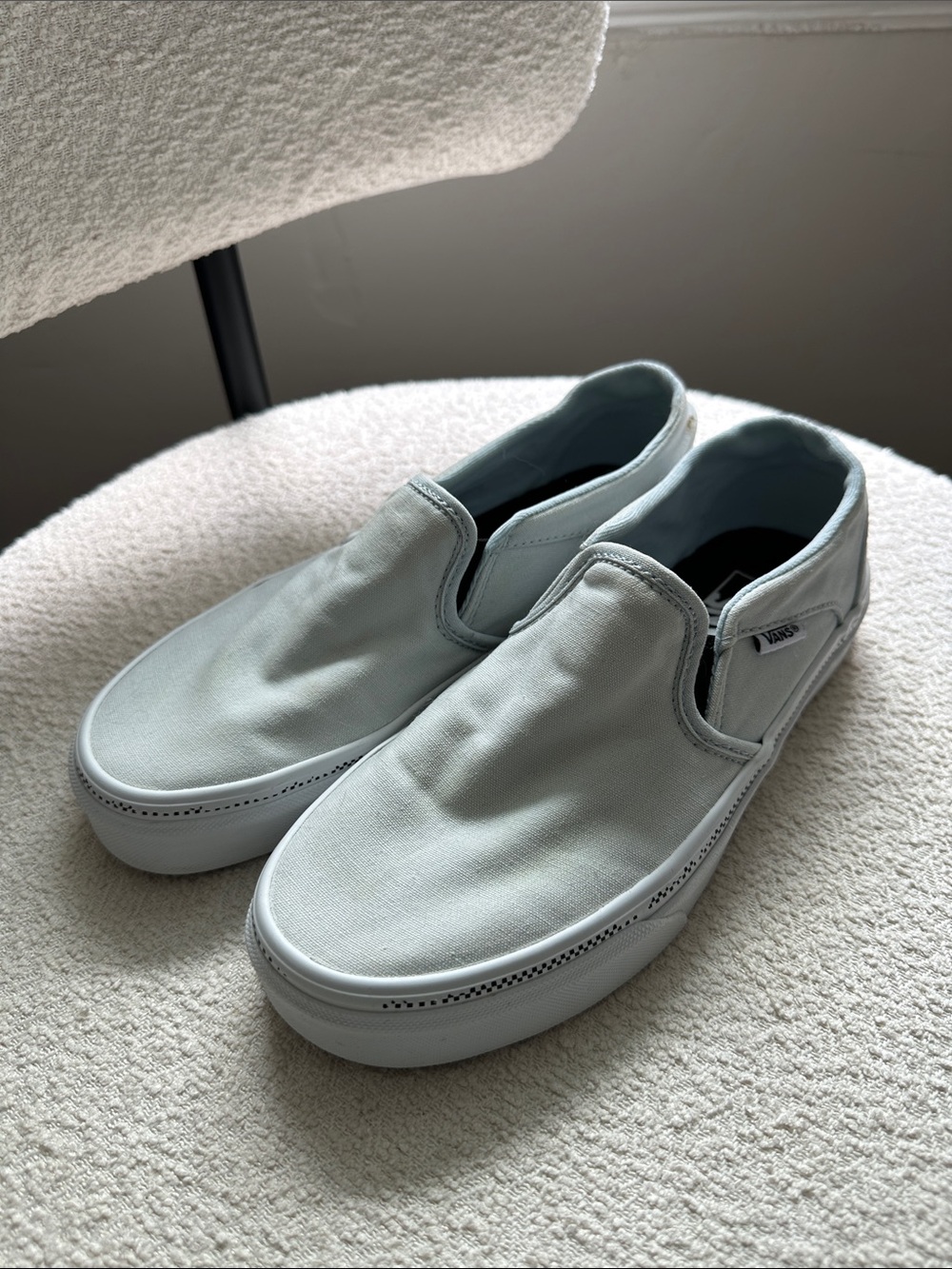 Vans Slip-On Sneakers in Pale Blue Canvas